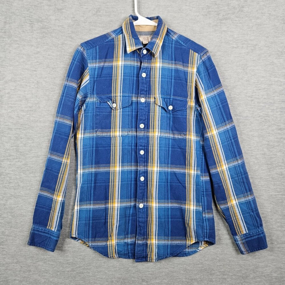 Wallace & Barnes Men’s Plaid Button Up Long Sleeve Casual Flannel Shirt Sz XS